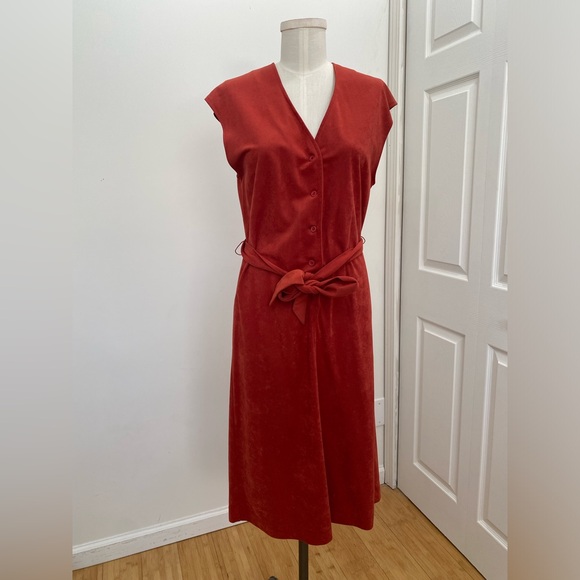 American Vintage Dresses & Skirts - VINTAGE Kenny Classics Rust Belted Midi Dress 70s 80s Vibes Size Small